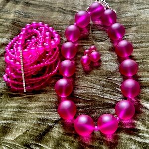 Sassy Jones Pink frosted Dina necklace, bracelet, and earrings
